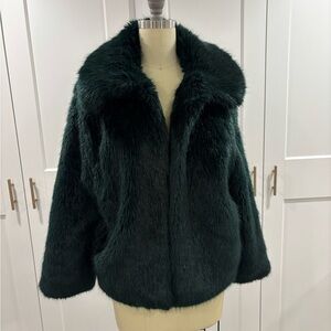 Emerald green faux fur coat